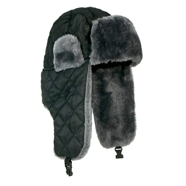 Trapper Hat | Pilot | Black | Grey Fur