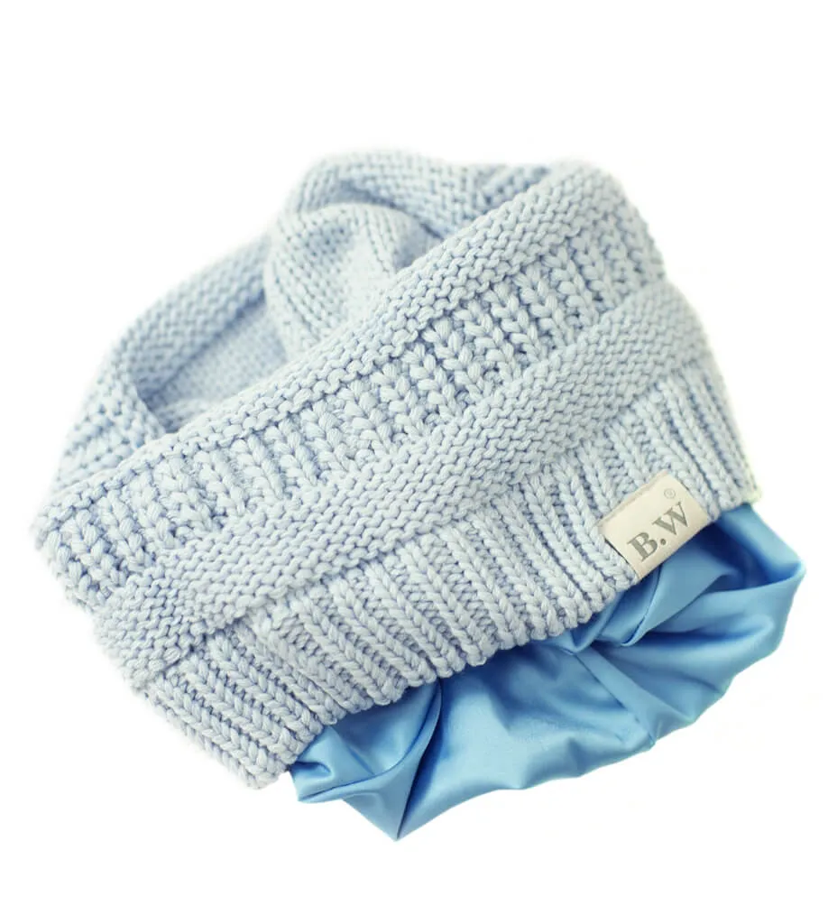 Winter Hat | Satin Lined | Natural Hair | Light Blue Beanie