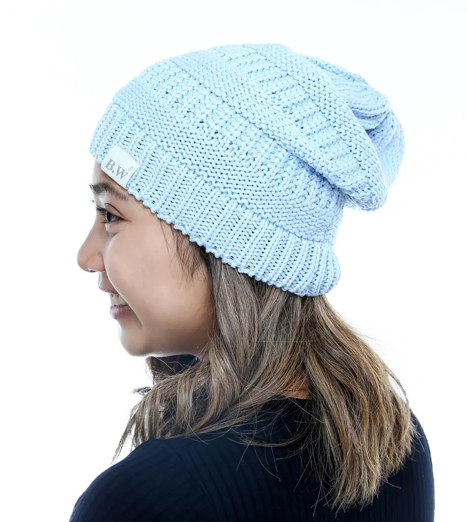 Winter Hat | Satin Lined | Natural Hair | Light Blue Beanie