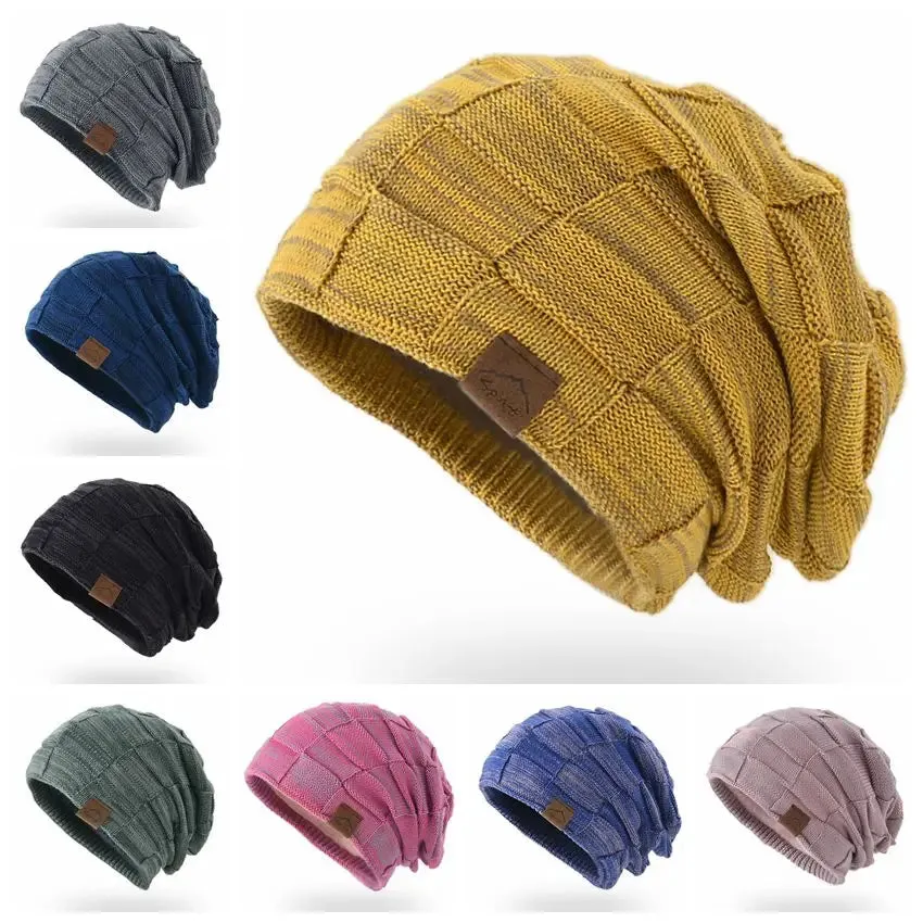 Winter Hat Warm Plus Size Outdoor Knitted Hat Wool Bobble Hat Beanie