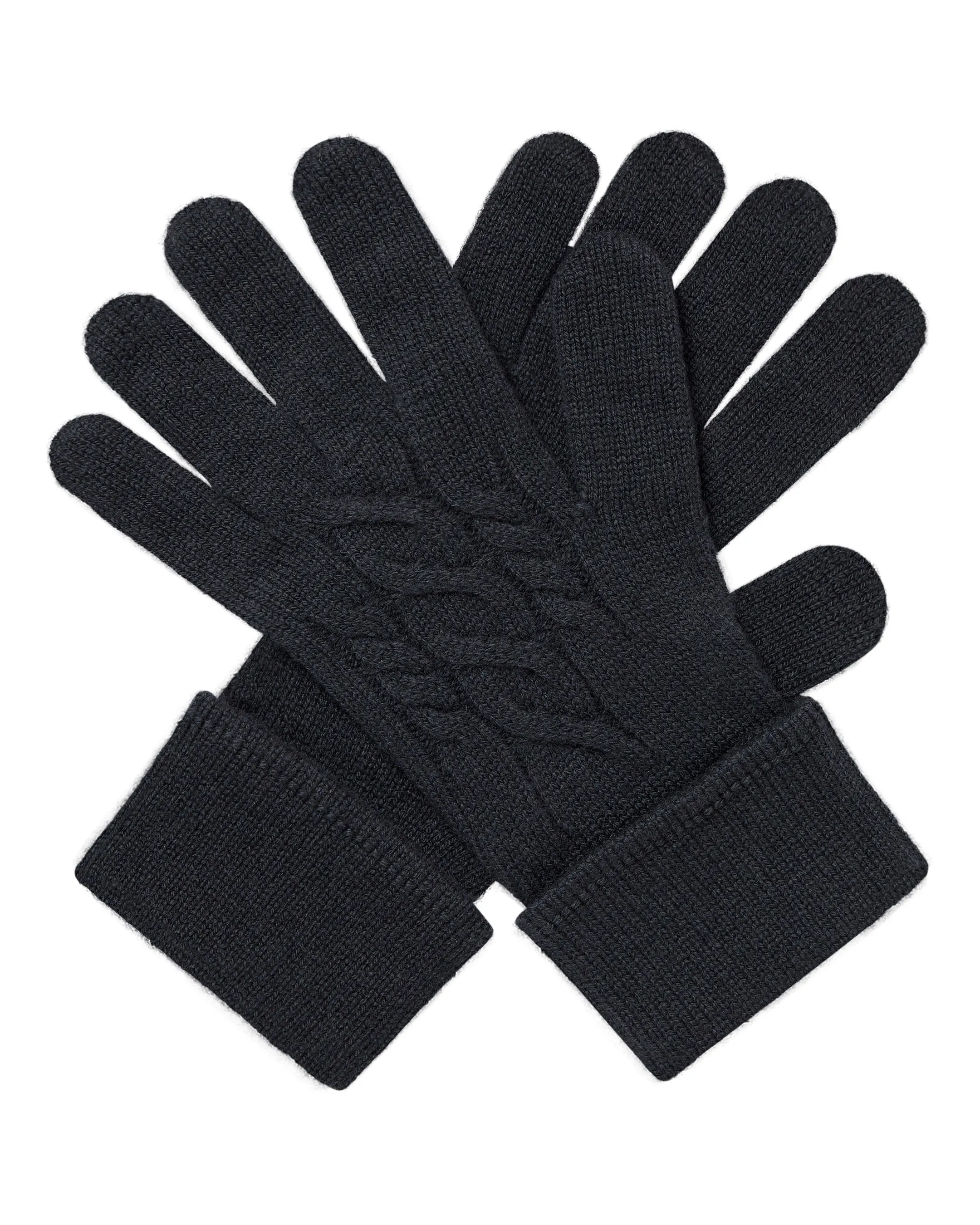 Women's Cable Cashmere Gloves Anthracite Grey